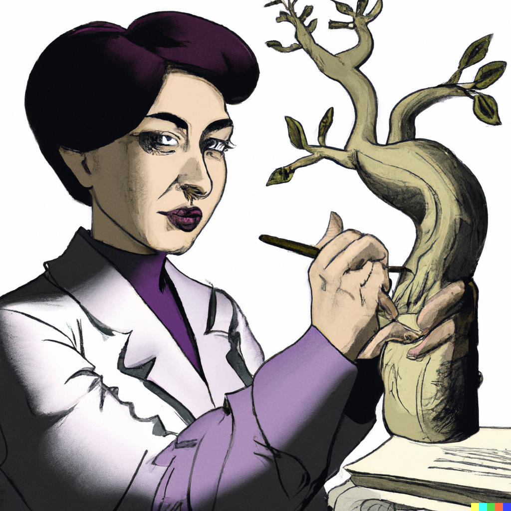&ldquo;a researcher signing a merkle tree root in the style of Tamara De Lempicka&rdquo; by DALL-E 2.