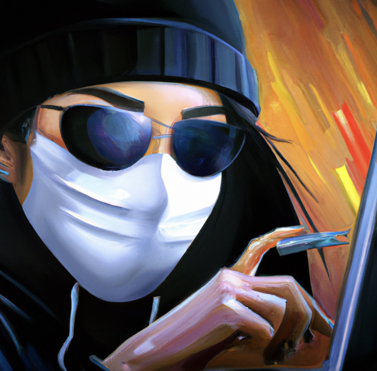 &ldquo;An oil painting of a hacker trying to steal data from a company&rdquo; by DALL-E.