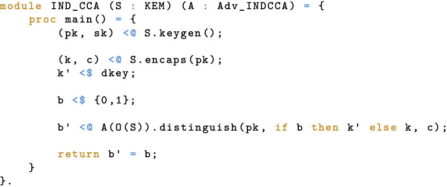 EasyCrypt: Formalization of IND-CCA.
