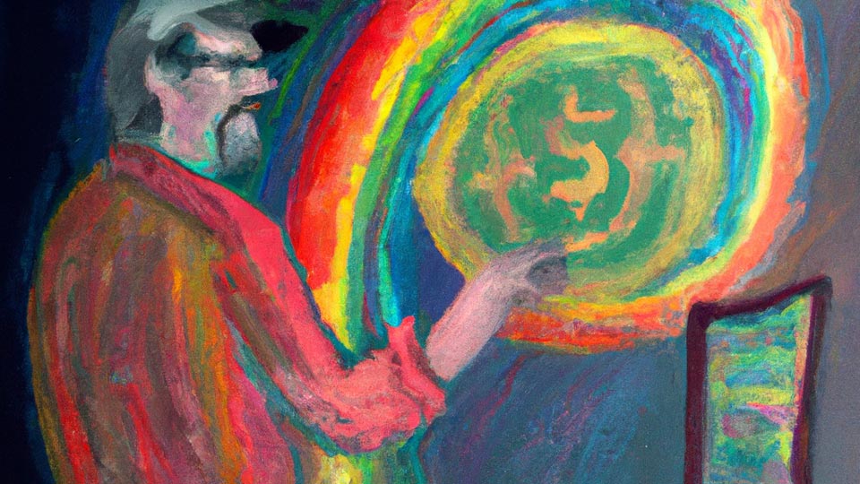 &ldquo;An oil drawing of a cryptographer breaking codes for SIKE and Rainbow&rdquo; by DALL-E.